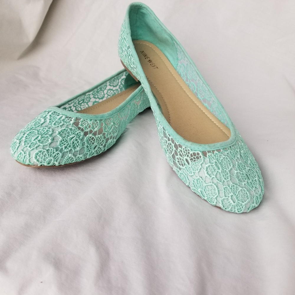 Nine West Mint Fabric Lace Flats